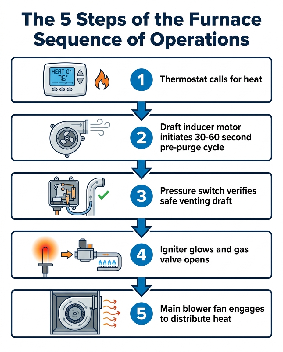 The 5 Steps of the Furnace Sequence of Operations