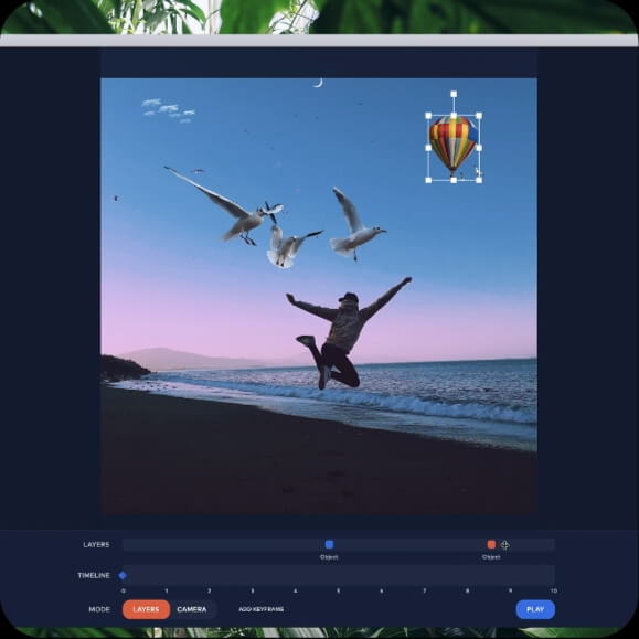 Screenshot of a PhotoVibrance screen showing objects library