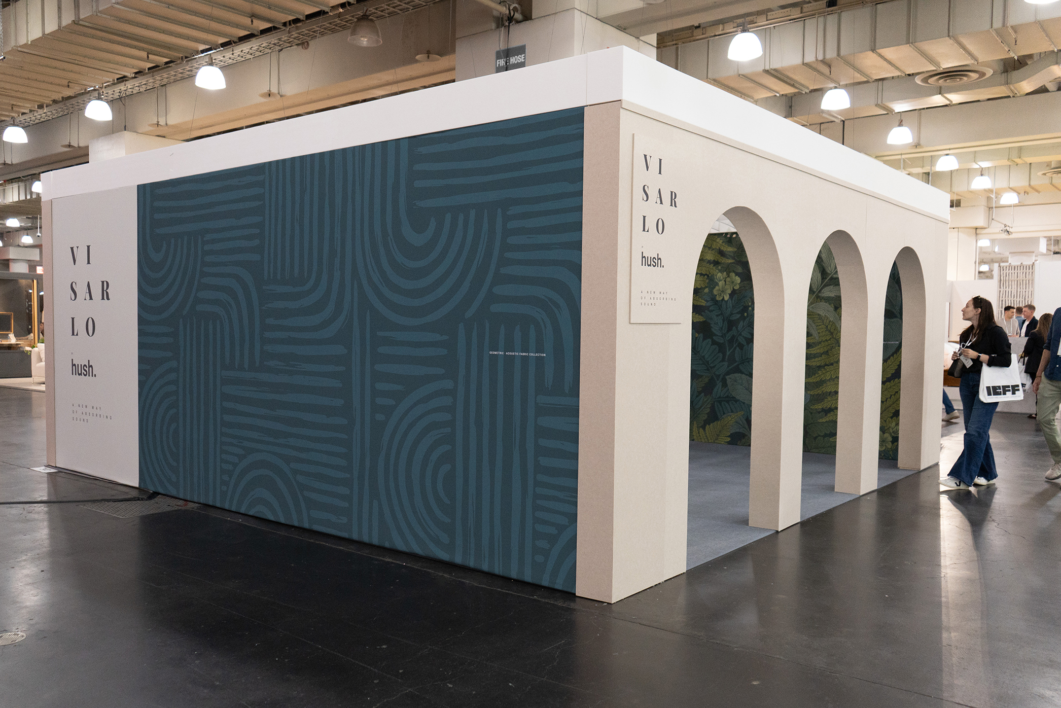 Large booth with three arched entrances.