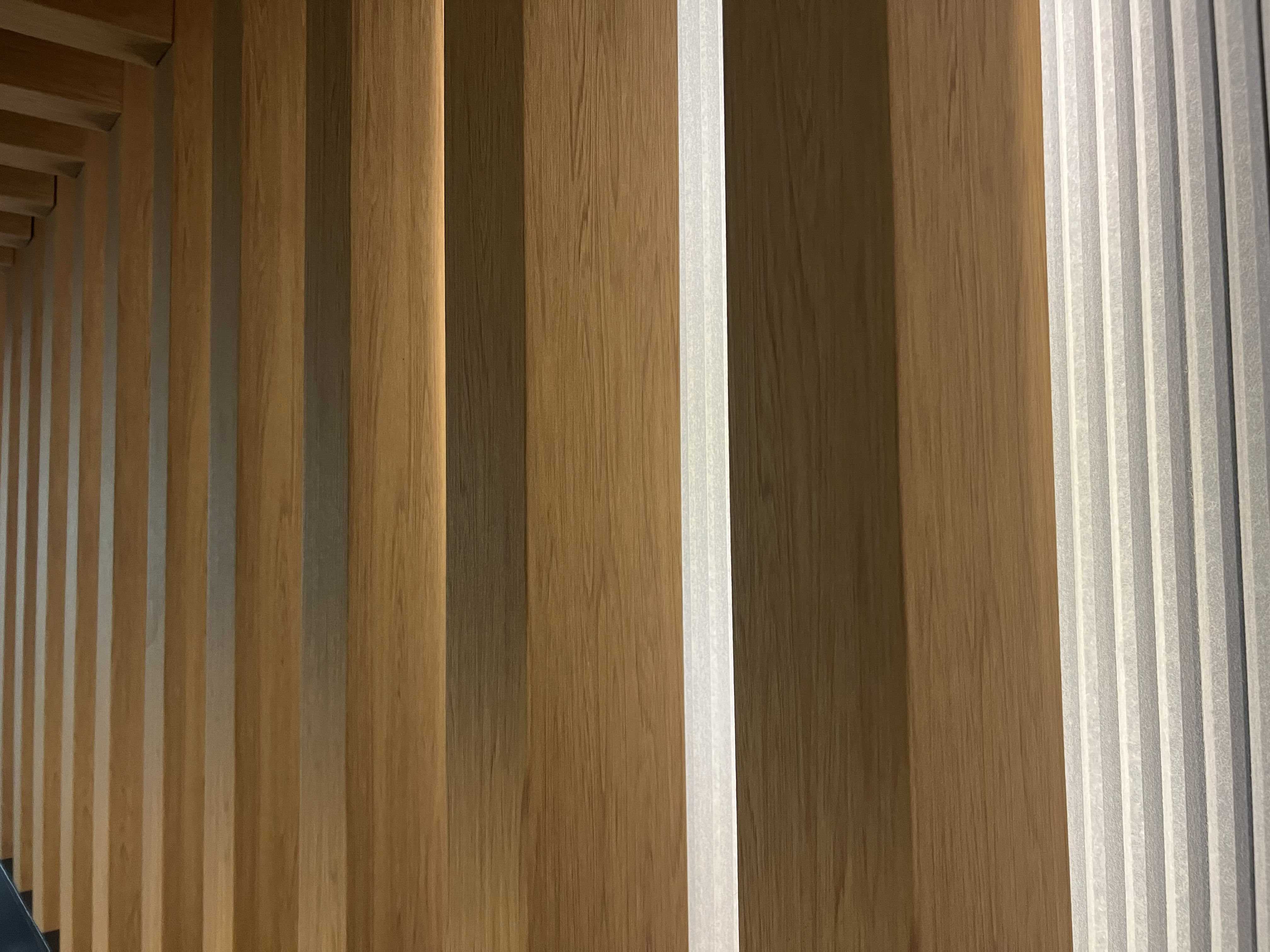 Light brown wood grained printed felt slats.