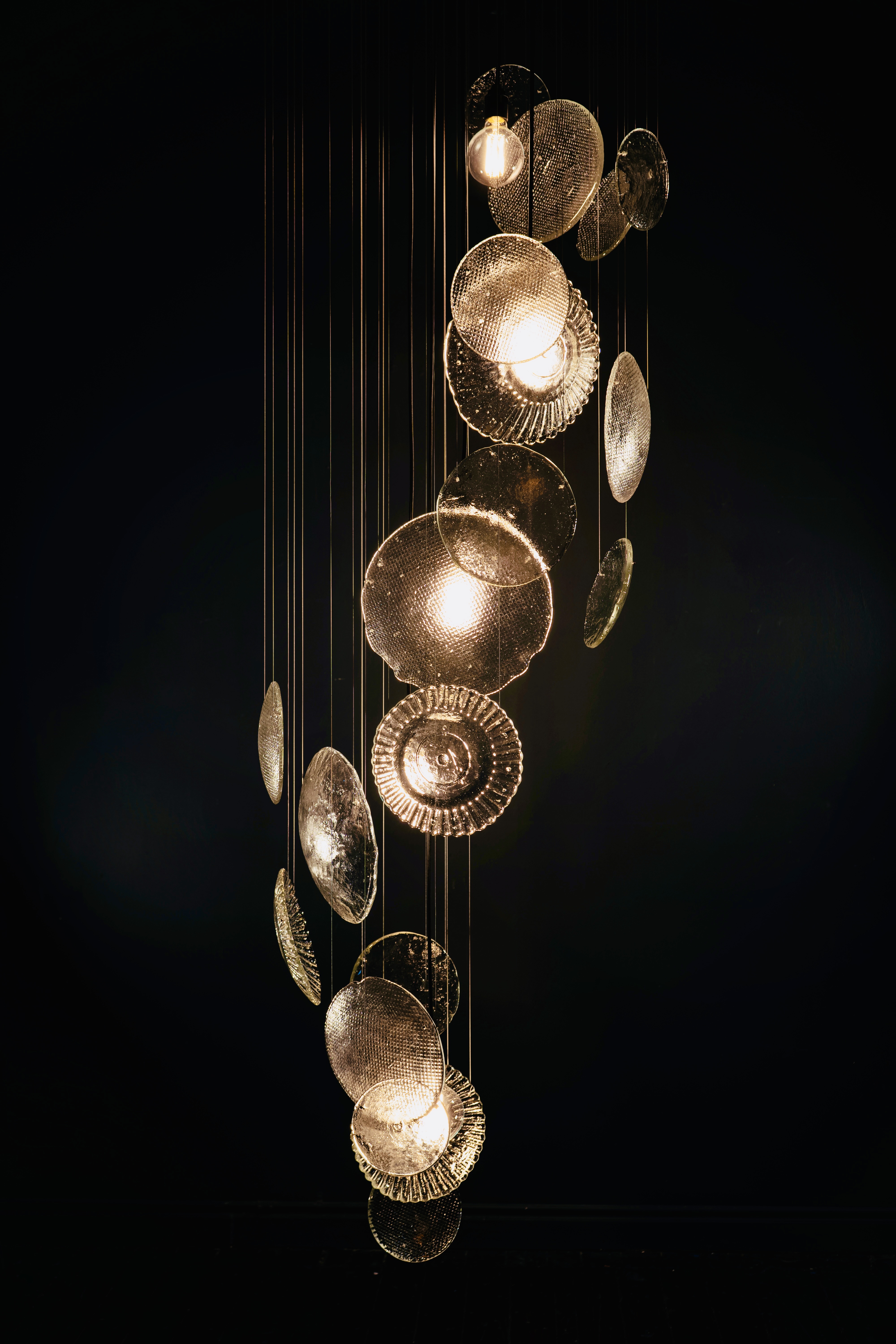 Glass plate light hanging lights.
