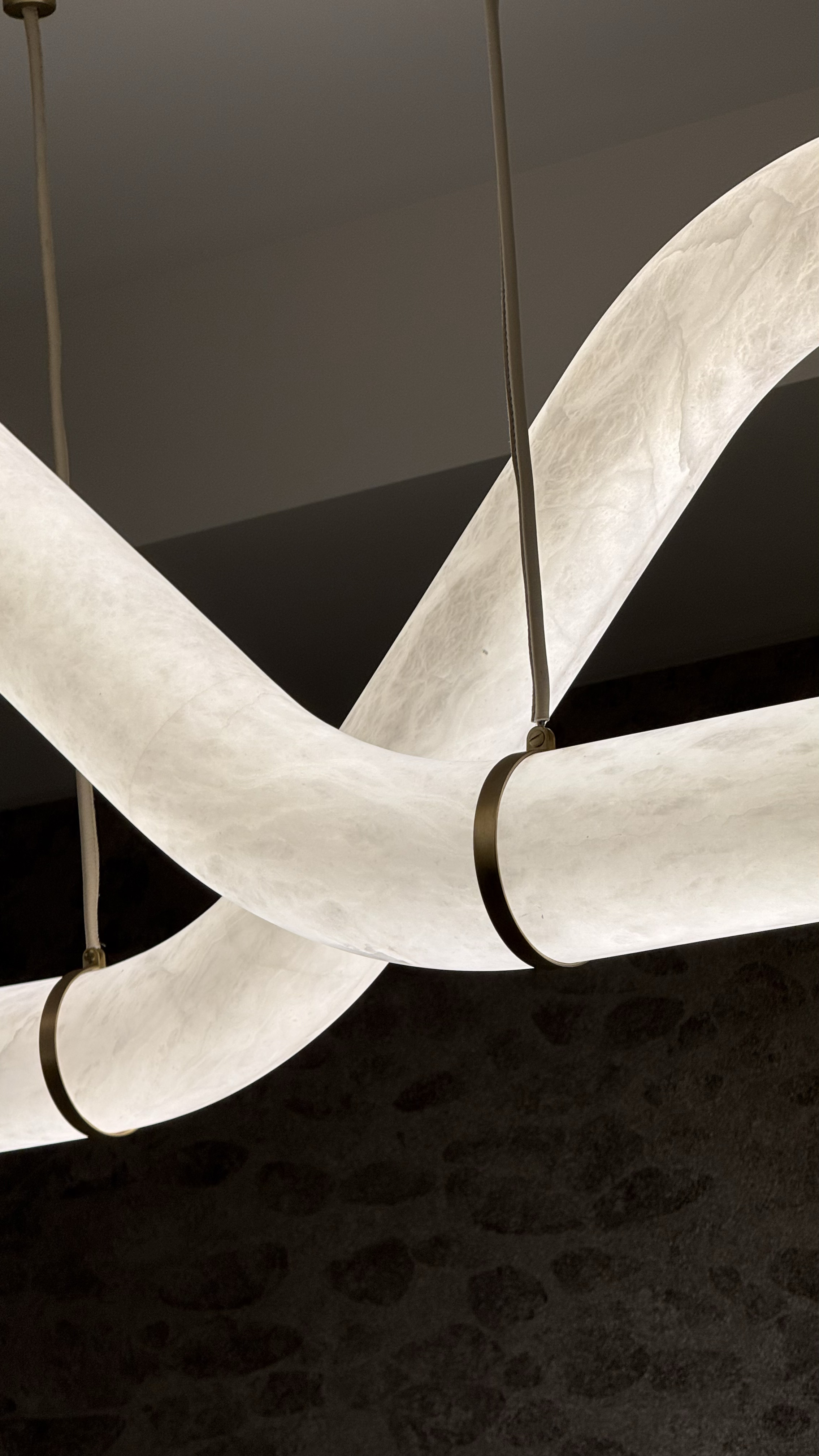 Layered crystal-esque hanging lights.