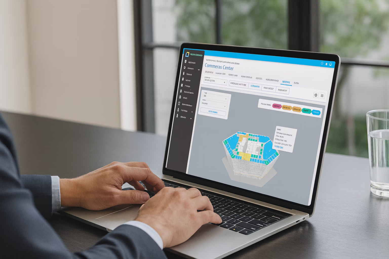 Man working on a desktop looking at a stacking plan