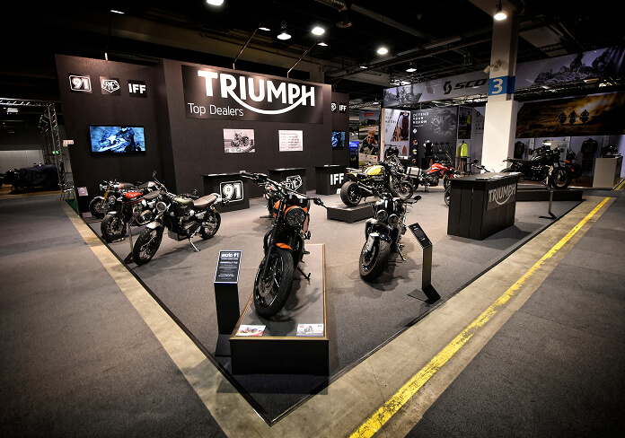 Ansicht eines Messestander Firma Triumph
