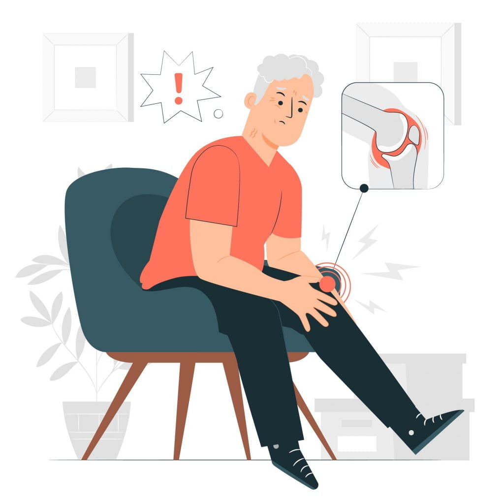 Illustration of a senior with arthritis