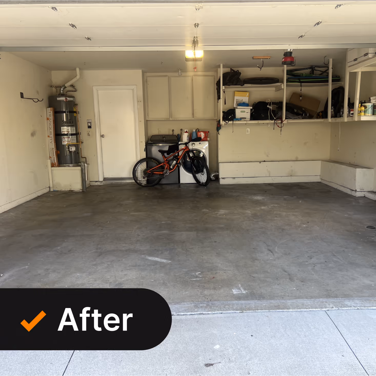 Cluttered garage in Anaheim Hills after professional cleanout service (Junk Removal Service)