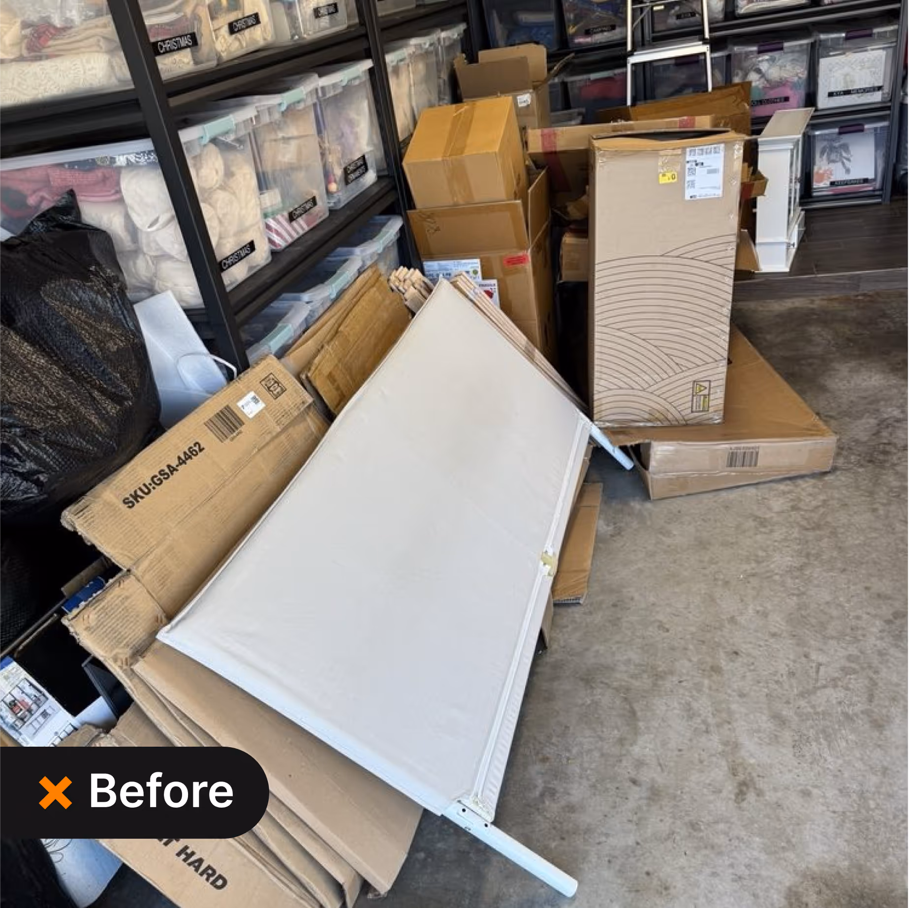 Cluttered garage in Mission Viejo before professional cleanout service (Junk Removal Service)