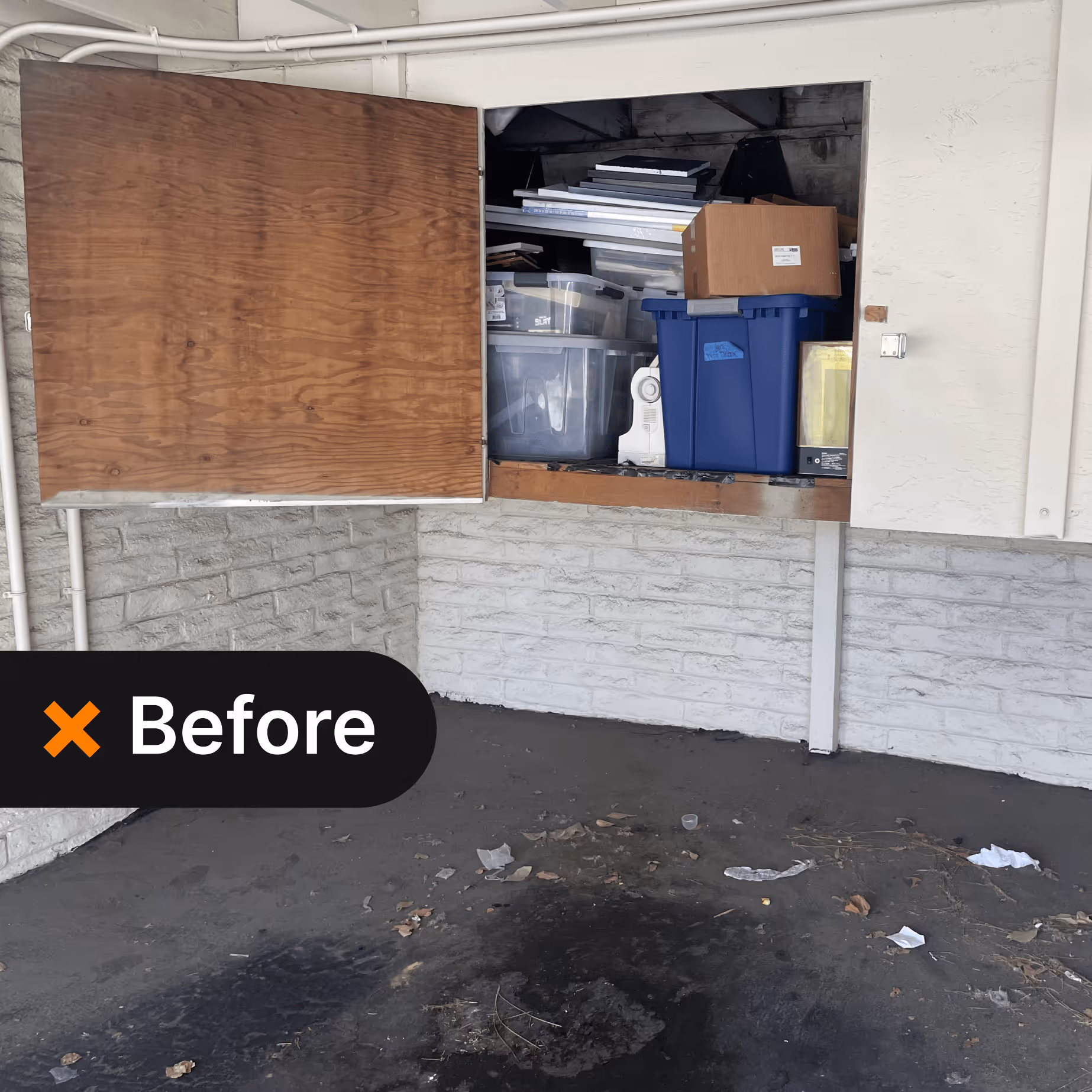 Storage unit full of junk in Yorba Linda before professional cleanout service (Junk Removal Service)