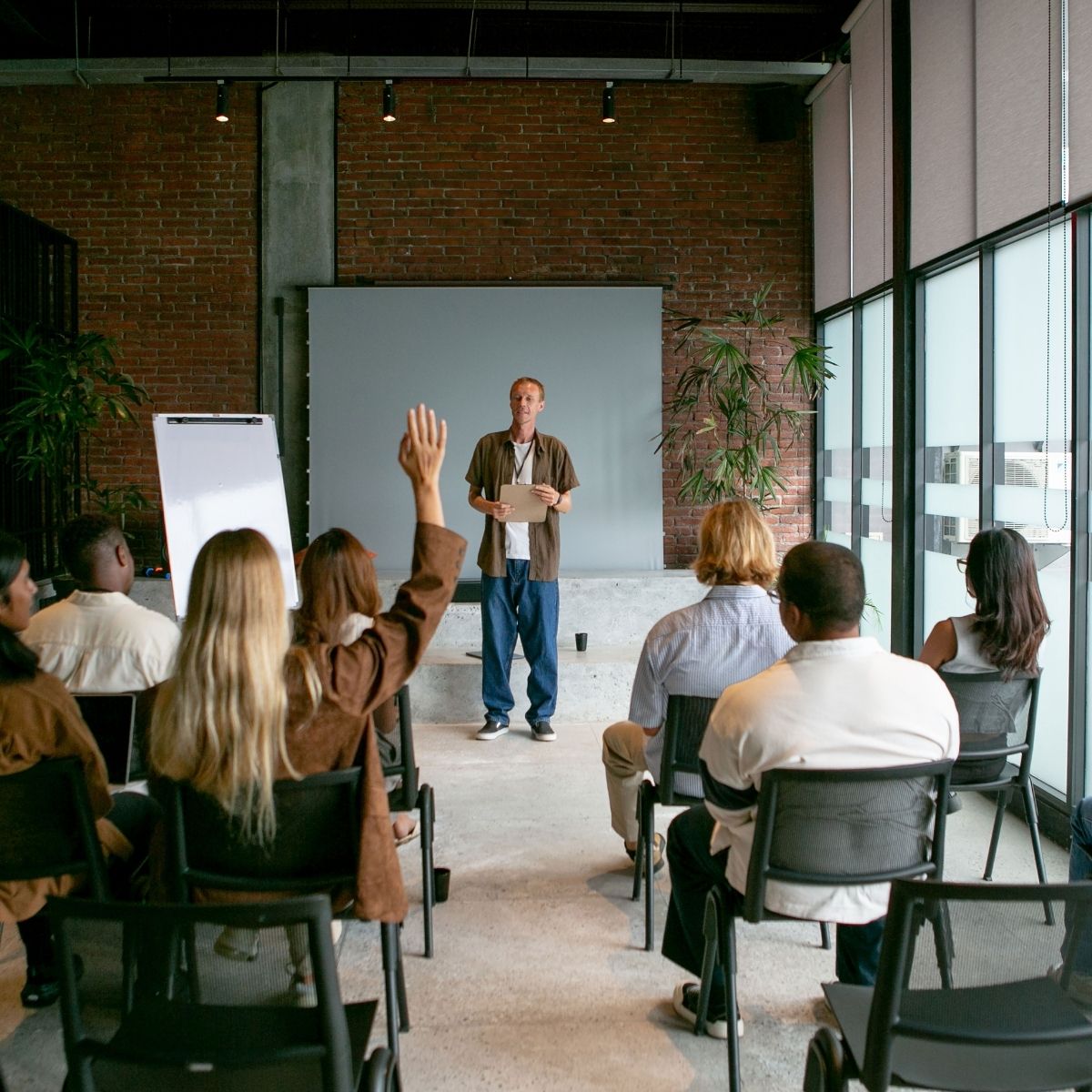 An instructor teaching a class