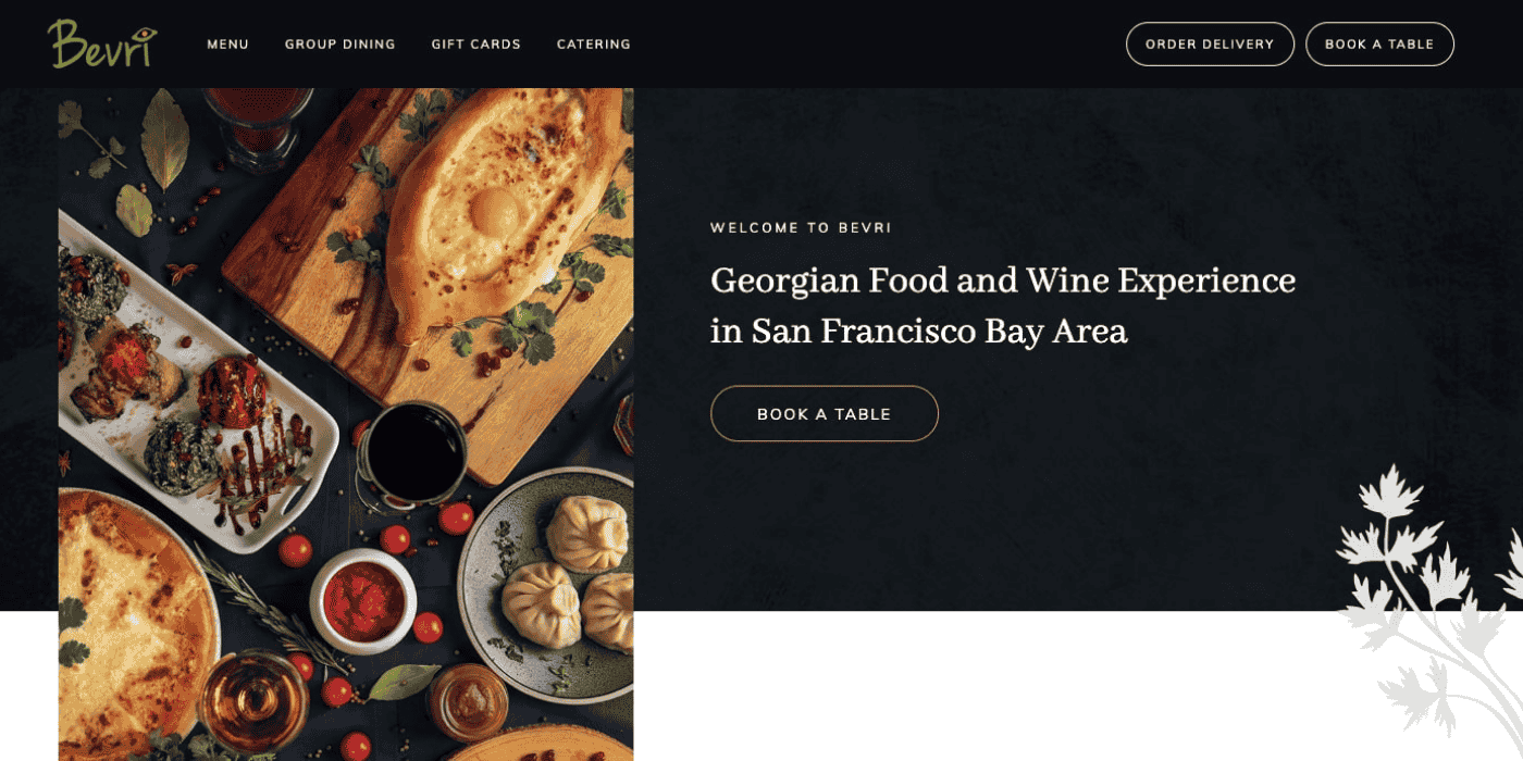 restaurant home page 