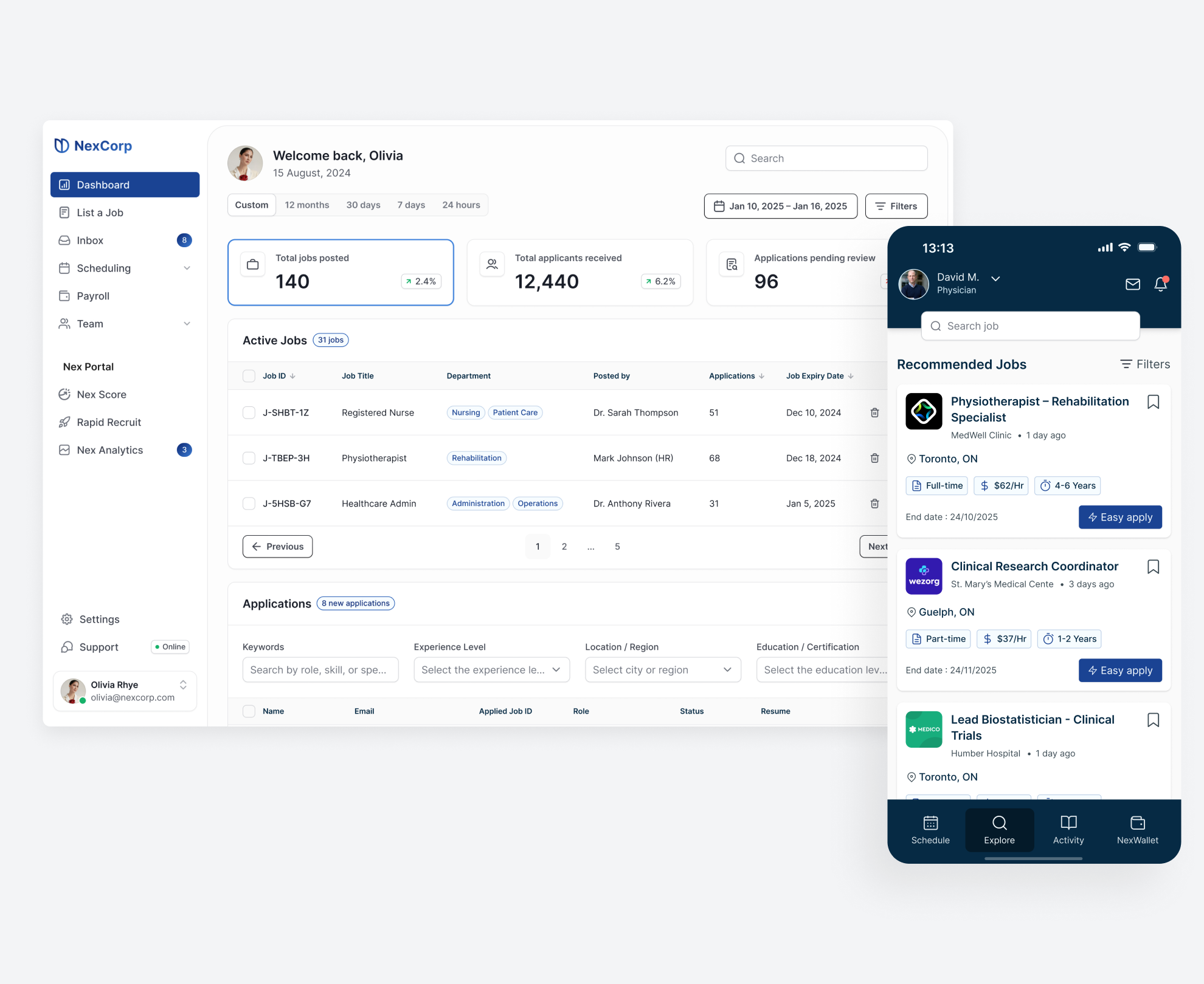 Dashboard UI Design for NexCorp