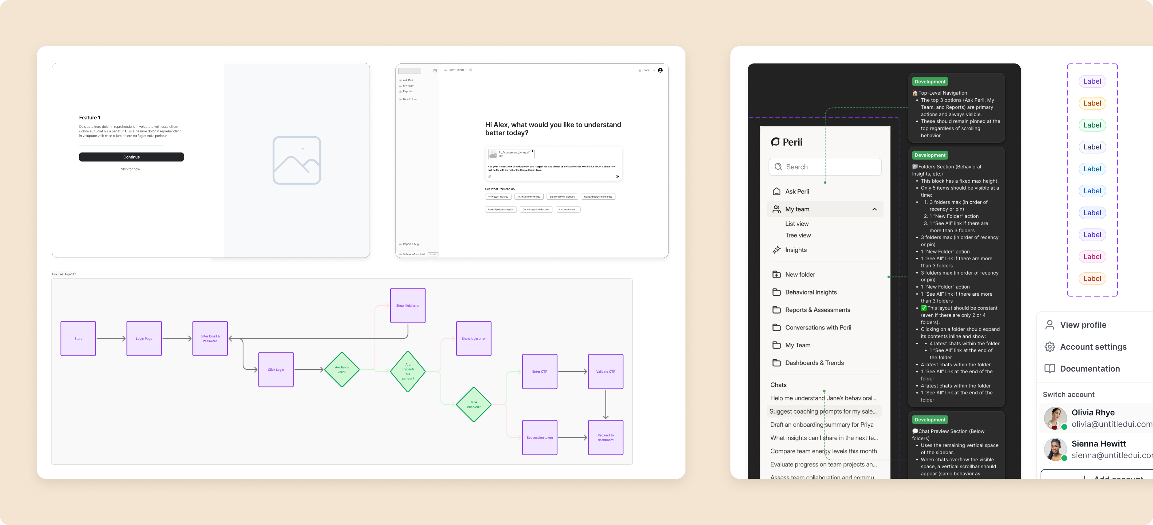 NexCorp hiring dashboard and job search app mockups