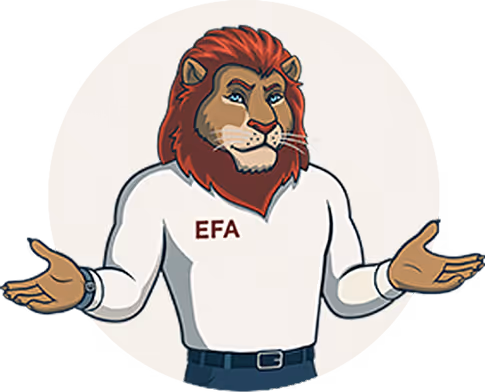 Lion mascot with open hands representing conflicting truths and accountability in the legal system
