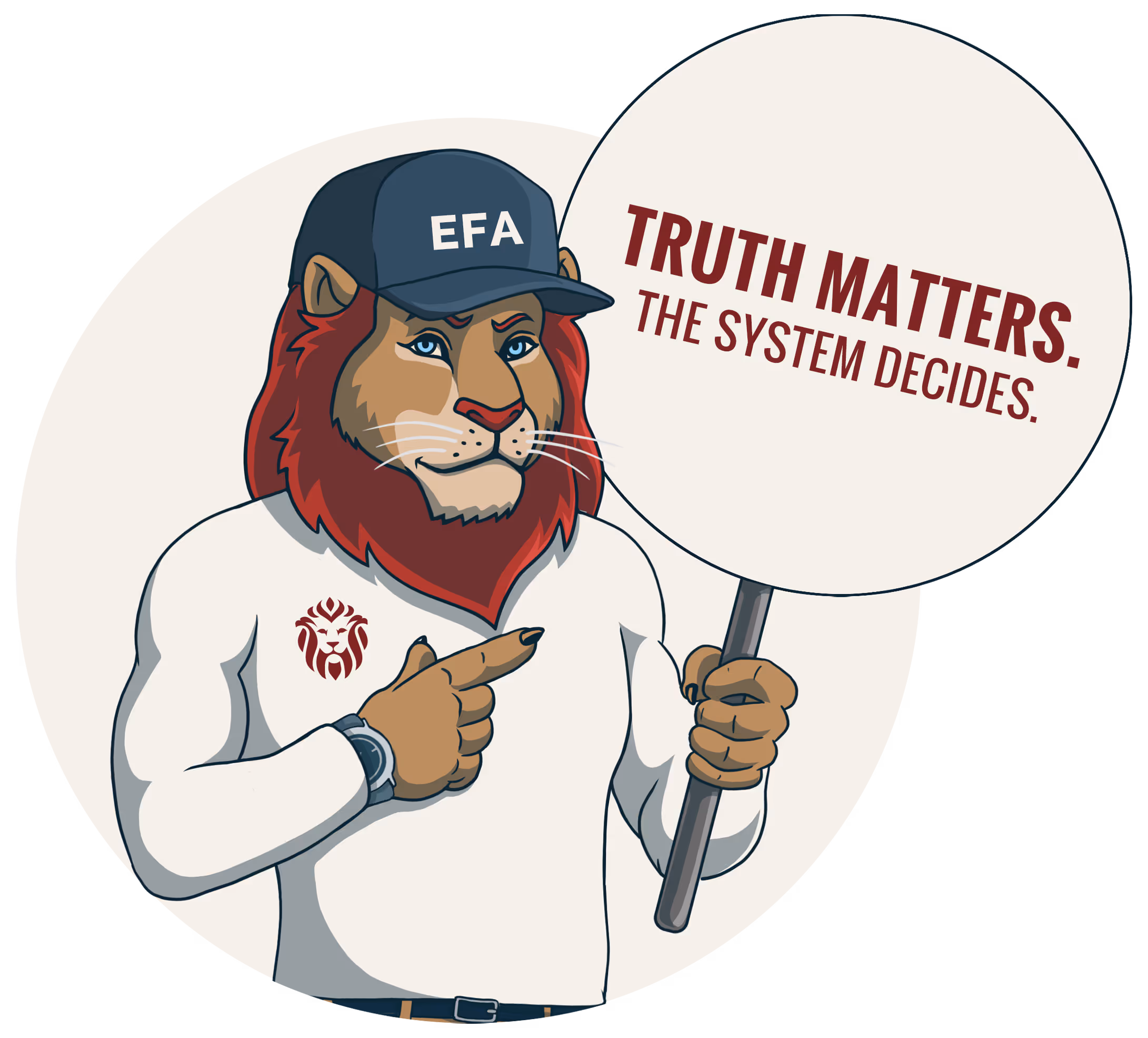 Waylon holding sign stating that truth matters but the system determines outcomes