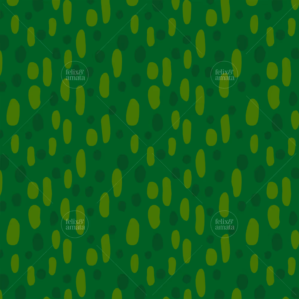 Hand drawn green oblong dots on a background of fresh meadow green, the look of dappled sun on grass. Number four of six patterns in the Summer Lawn pattern collection - Fresh Meadow colorway.