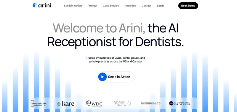 in th eimage, arini AI home page is shown with a form welcome message