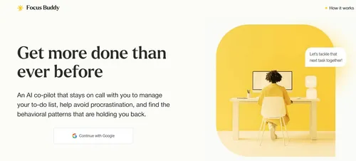Focus Buddy AI co-pilot helping users tackle tasks and overcome procrastination.