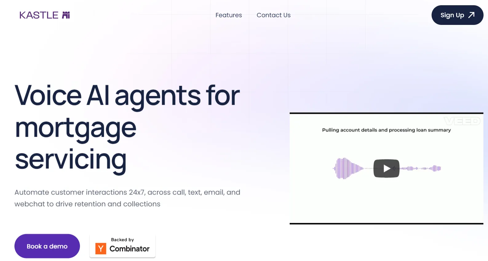 Kastle's Voice AI agents automate loan servicing via calls, texts, emails, and chats—enhancing retention and collections around the clock.