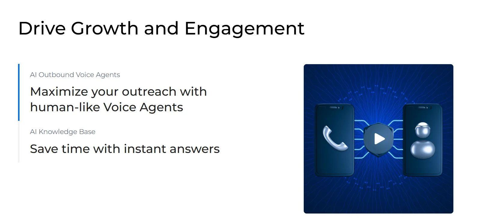 HelloAviary.ai's AI-powered outbound voice agents maximizing customer outreach with human-like interactions and an AI knowledge base offering instant answers.