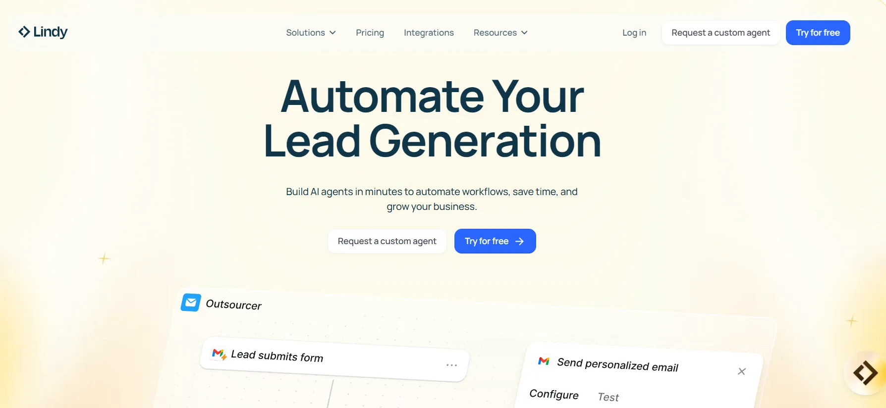 the home page of lindy ai showcasing its automative voice ai technology to geneate leads and helps in sales for any business
