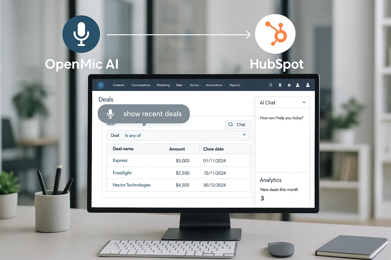 hubspot CRM and ERP integration with Openmic Voice AI