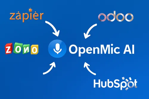 zaiper, odoo, Hubspot, and zoho CRM integration with openmic AI voice agent