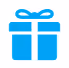 Blue gift box with a bow on top.