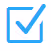 Blue checkmark inside a blue square outline on white background.