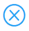 Blue circle with a white background and a blue X inside, representing a close or cancel button.