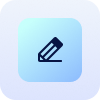 Pencil icon inside a rounded square with a blue gradient background, symbolizing customization or editing.