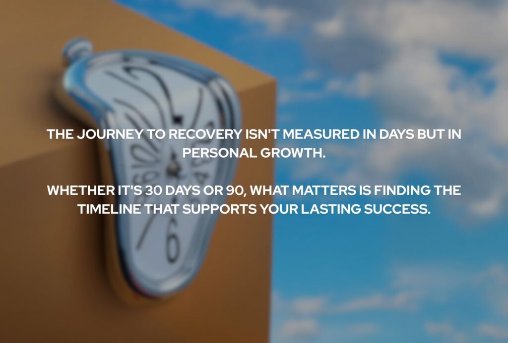 Most rehabilitation programs last between 30 and 90 days