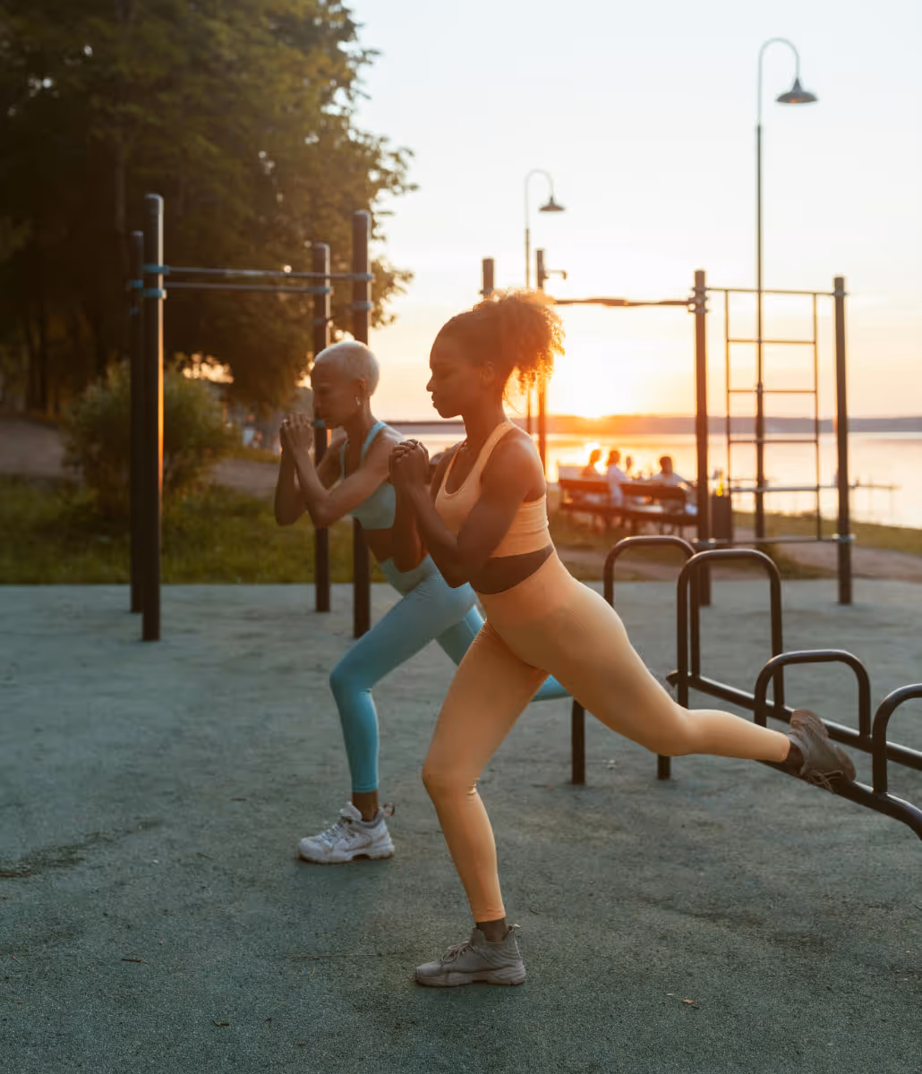 Women training in the park