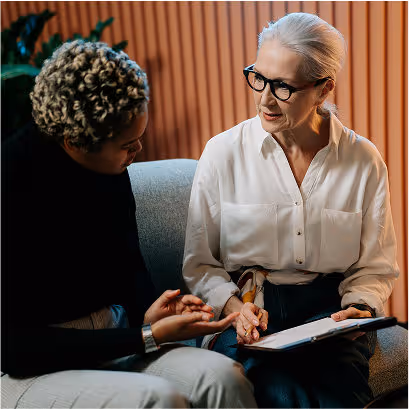 Woman meeting with personal care consultant
