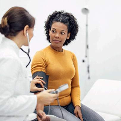 Woman meeting with personal care consultant