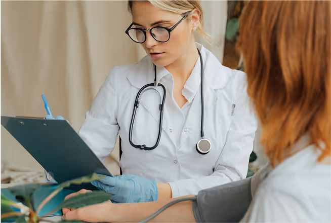 Woman meeting with personal care consultant