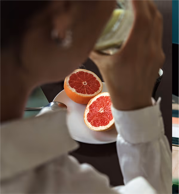 Women enjoying a healthy snack.