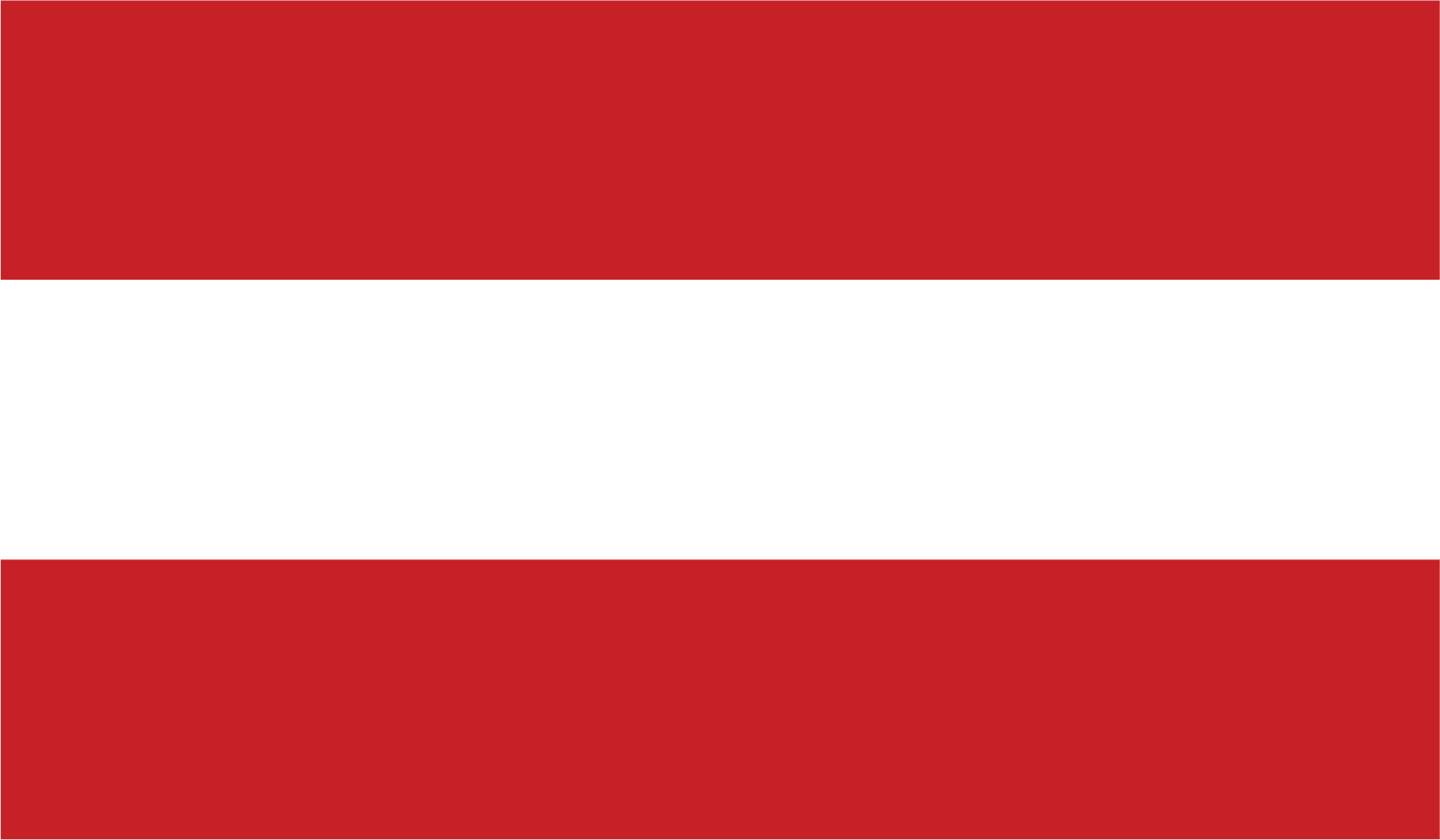 Die Flagge Österreichs mit drei horizontalen Streifen in Rot, Weiß und Rot.