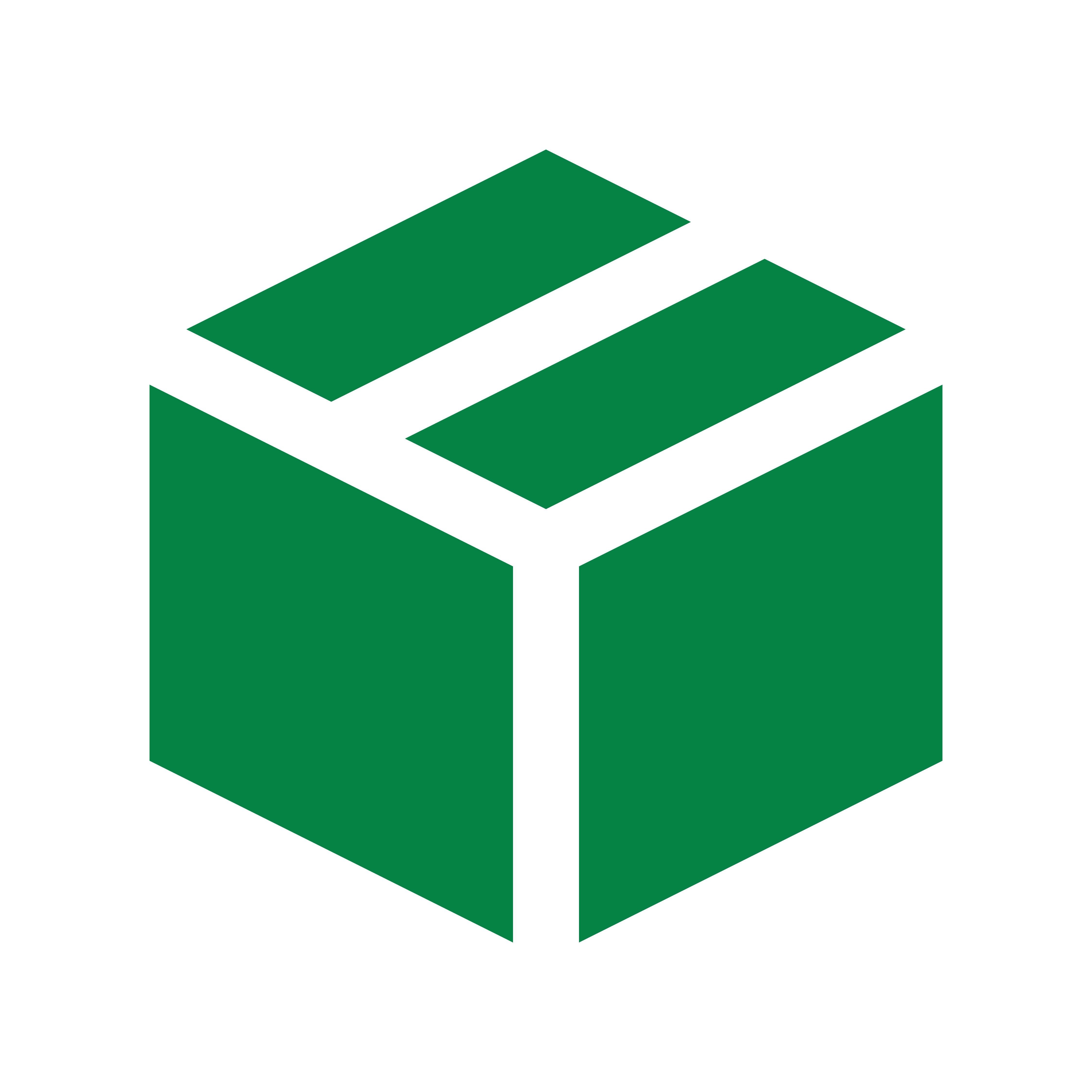 Grünes Symbol einer geschlossenen Paketbox aus der Vogelperspektive.