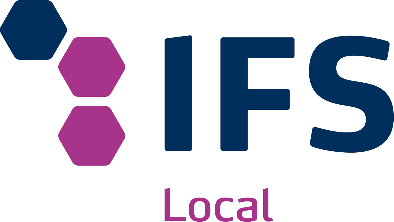IPS-Logo mit blauem und lila sechseckigen Symbol und dem Text Local darunter.