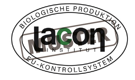 Logo von Lacon Institut mit Siegel für biologische Produktion und EU-Kontrollsystem.