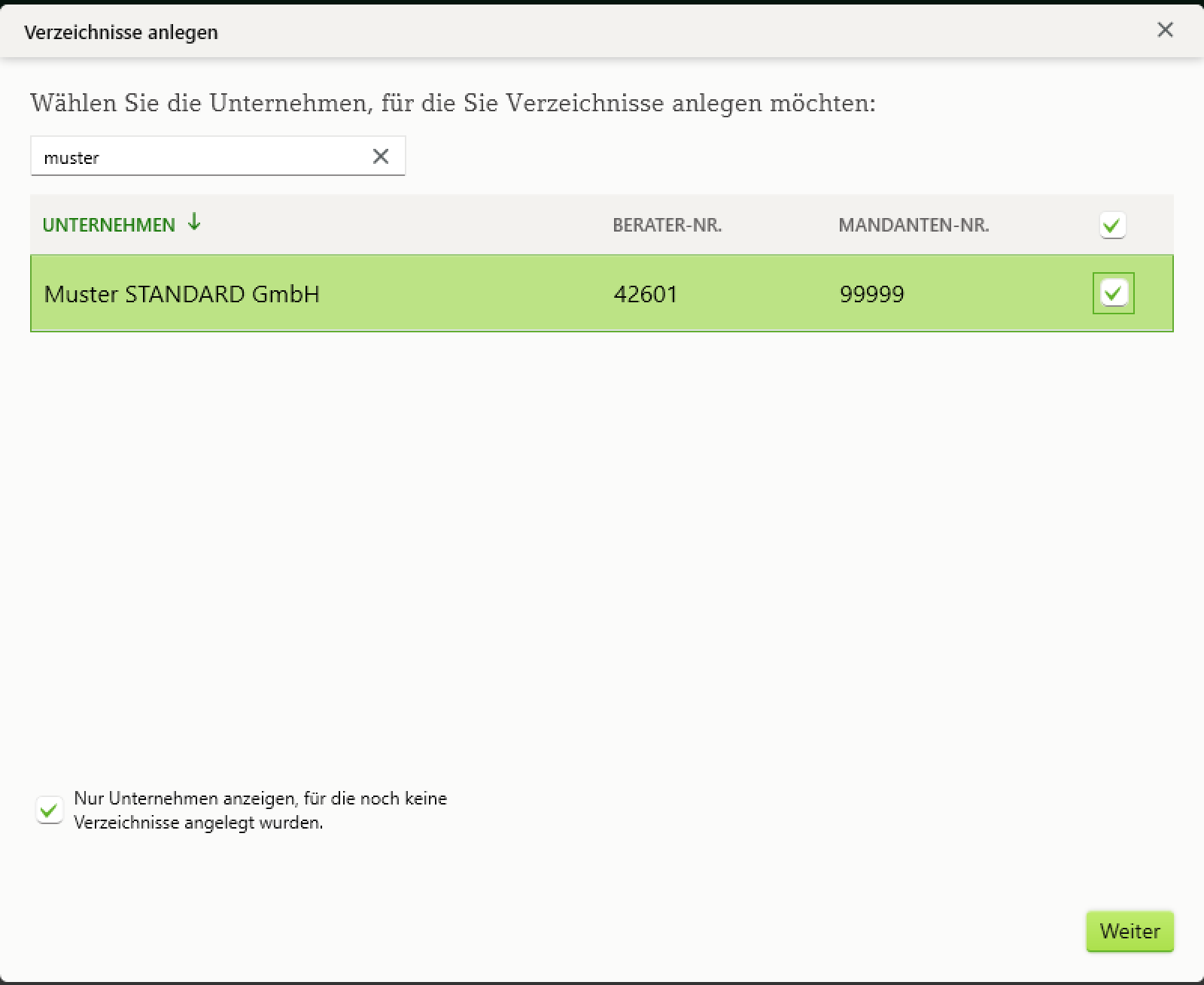 DATEV belegtransfer Mandantenauswahl