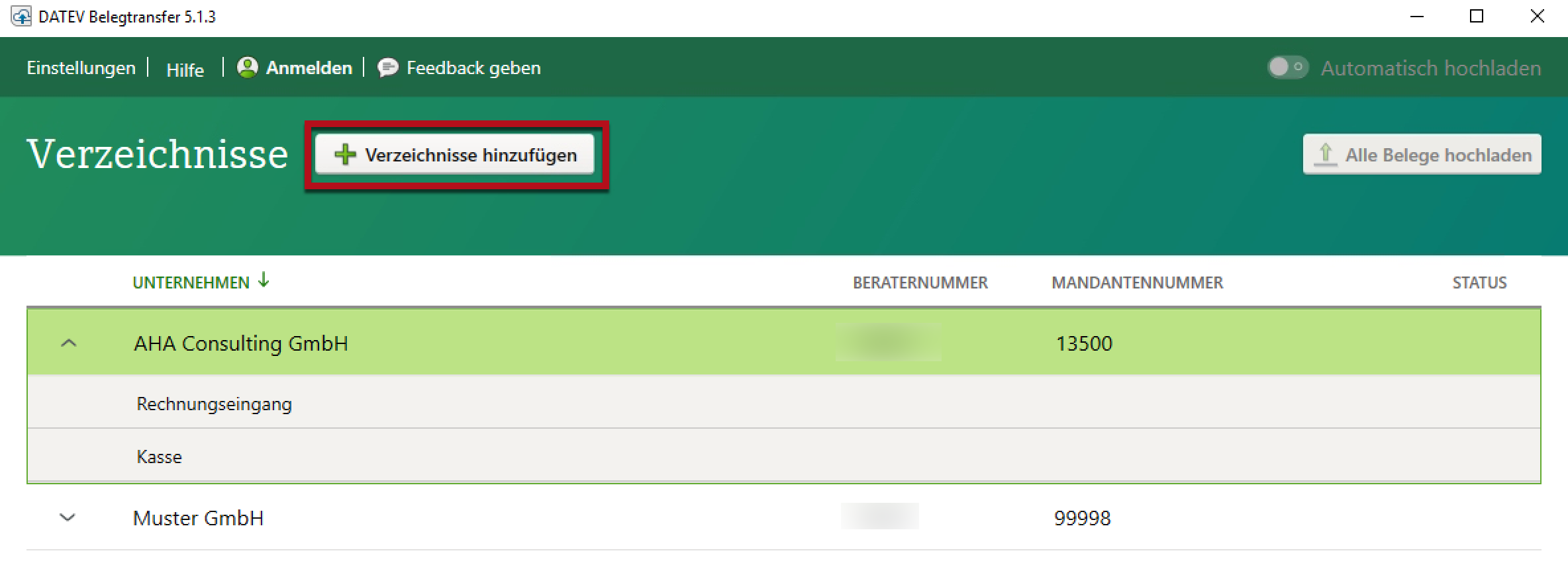 datev belegtransfer ordner anlegen