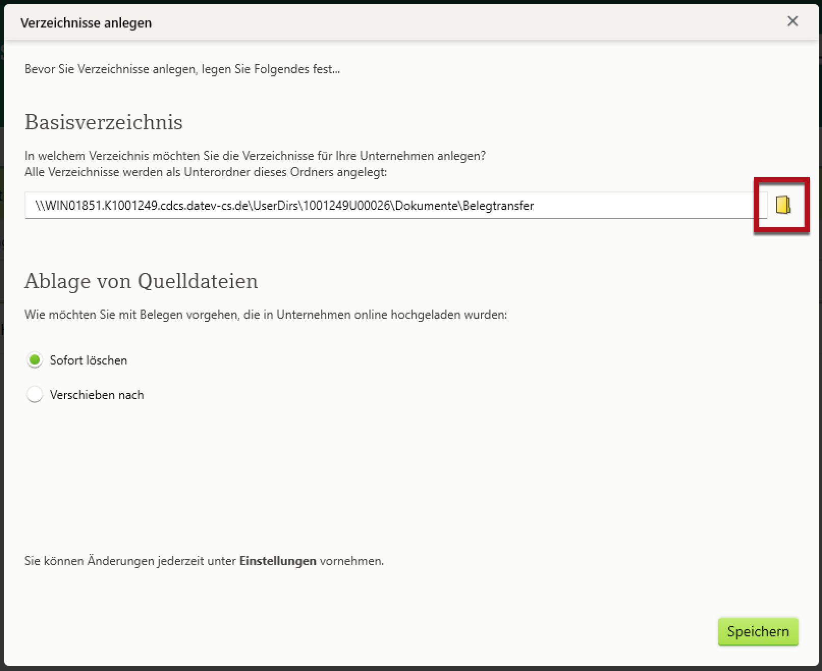 DATEV Belegtransfer einrichten