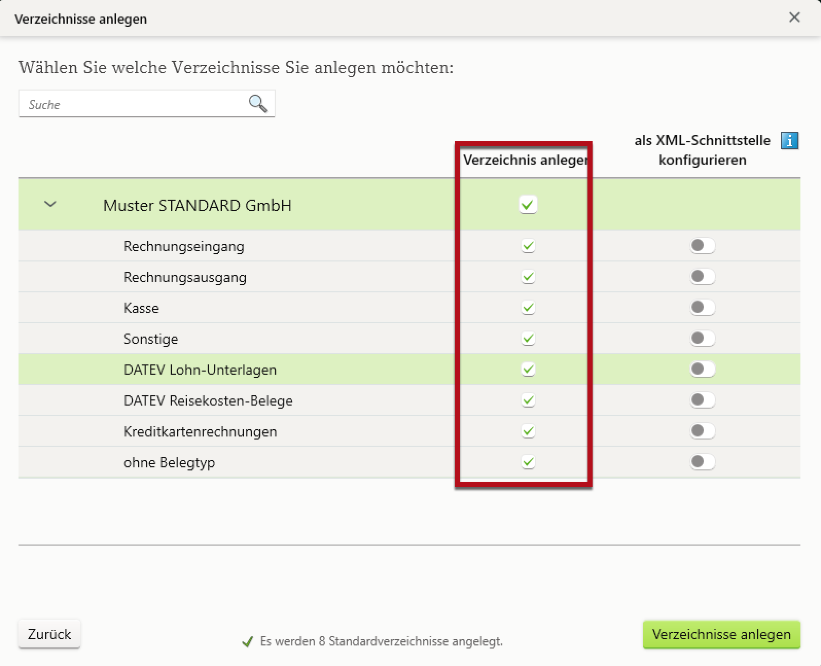 DATEV Belegtransfer Belegtypen