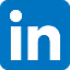 LinkedIn logo with white 'in' letters on a blue square background.