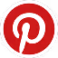 Pinterest logo in white on red circular background.
