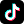 TikTok logo with a stylized musical note in blue, red, and black.