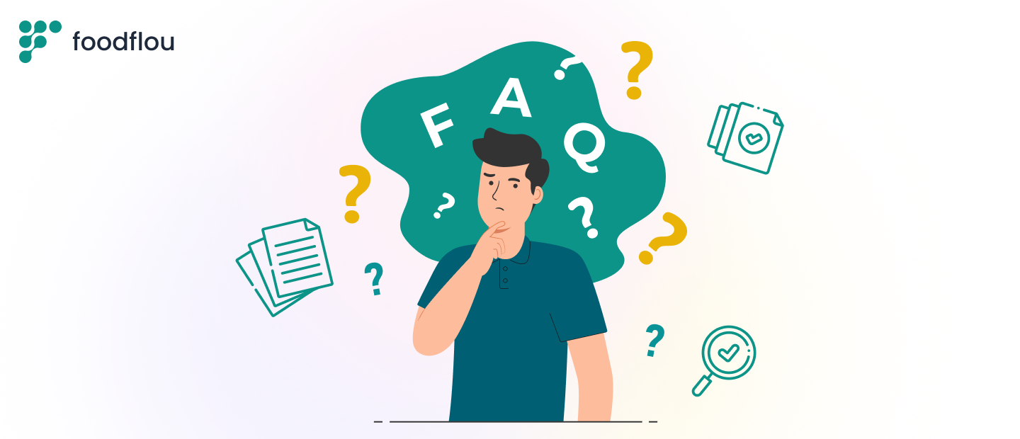 Illustration of a person thinking surrounded by food safety questions, representing the HACCP FAQ section and common compliance challenges