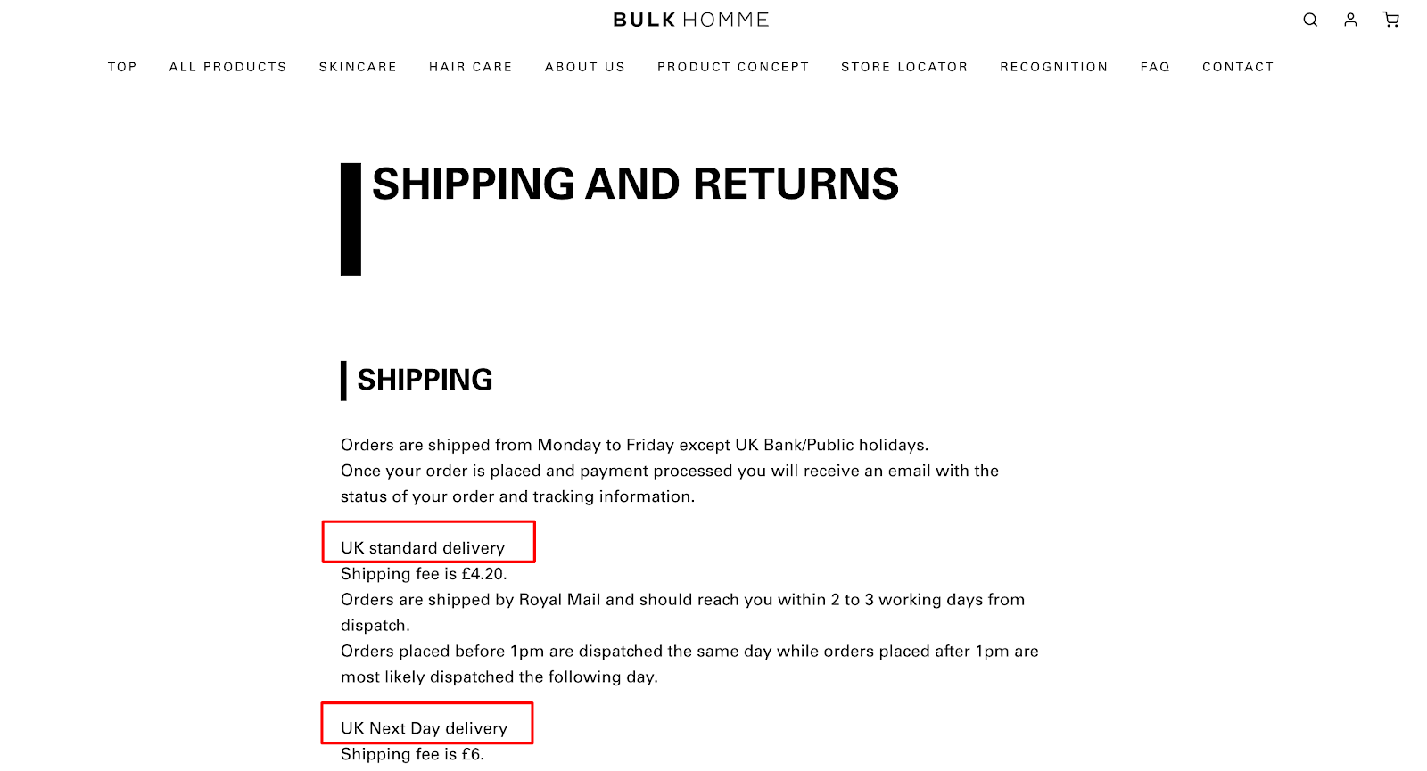 zrzut ekranu ze sklepu na Shopify, który pokazuje, jak napisać regulamin, aby obniżyć liczbę porzuconych koszyków