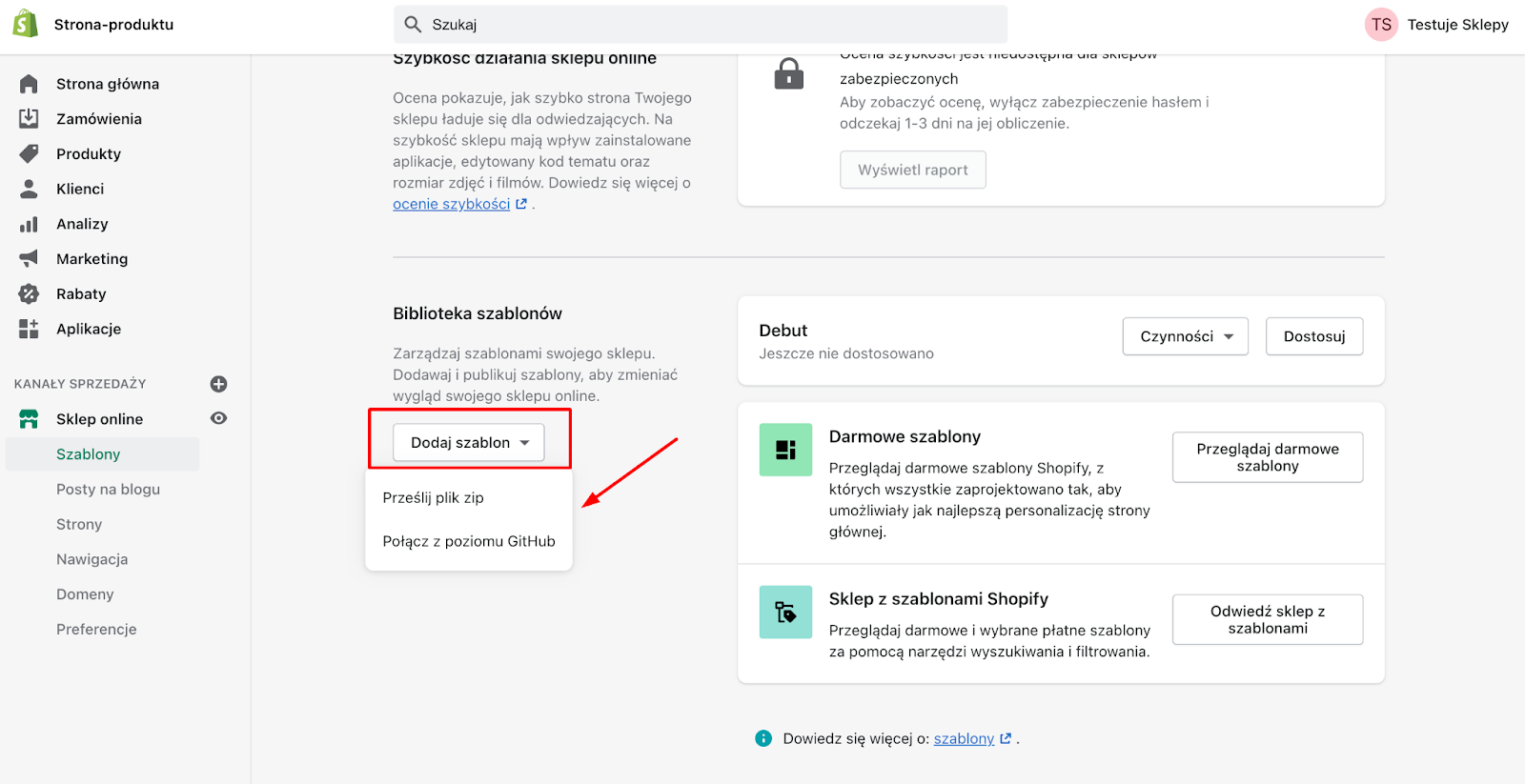 Aby dodać własny szablon, kliknij „Dodaj szablon” i wybierz miejsce, gdzie znajduje się plik z szablonem